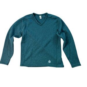 Stio Wilcox Fleece V-neck Sweater men's size M medium teal blue green